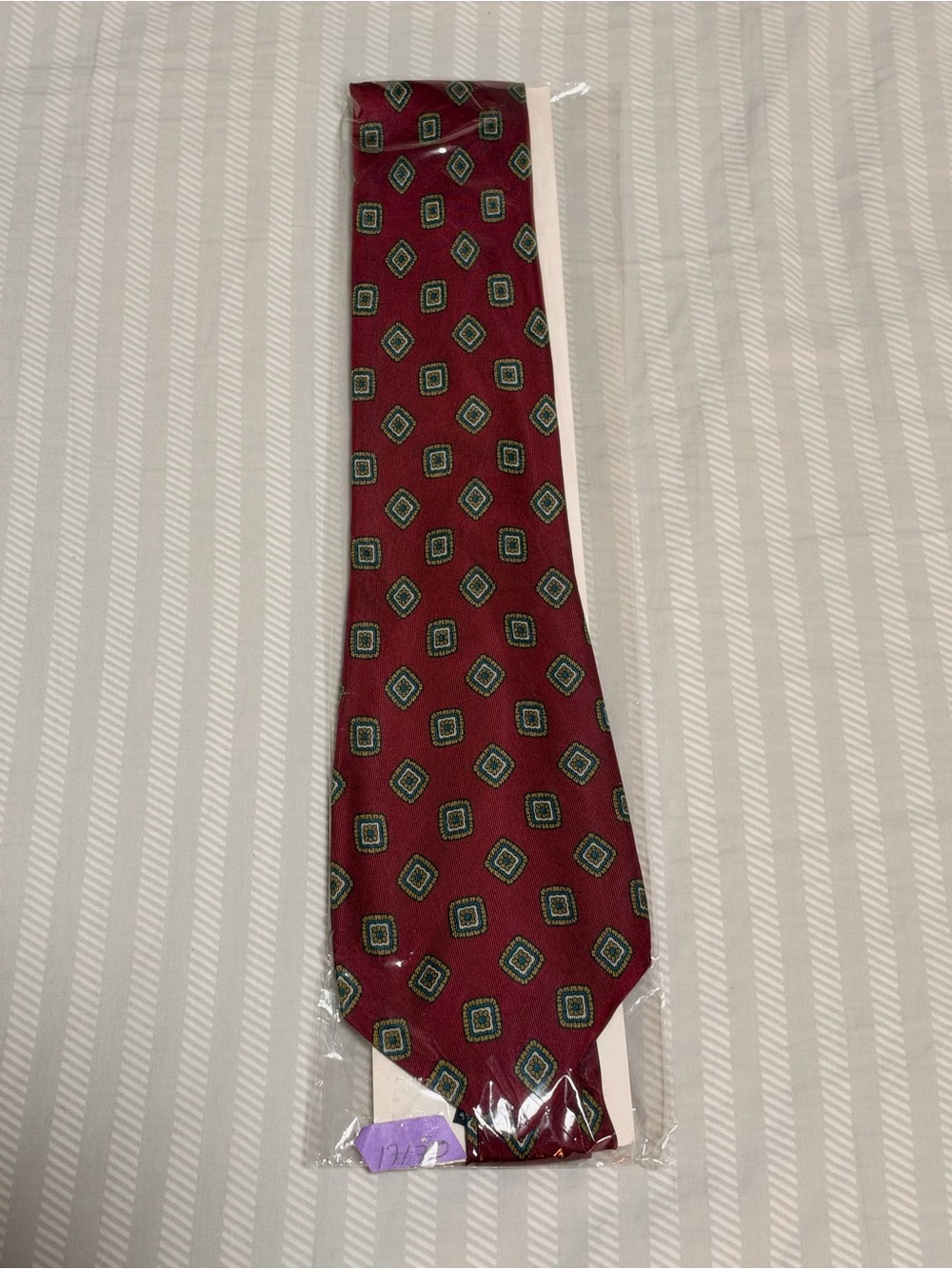 Dior Burgundy Geometric Silk Tie